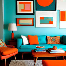 room turquoise and orange couch