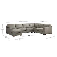Sworth Gray Leather 4 Piece Sectional With Left Facing Chaise
