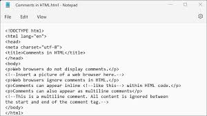 comments in html instructions