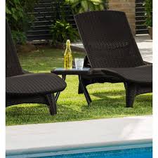 Keter Pacific Sun Chaise 3 Piece Lounger Set With Rio Table Brown