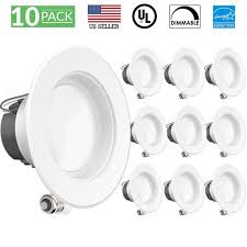 Sunco Lighting 10 Pack 4 Inch Baffle Recessed Retrofit Kit Led Light Fixture 11w 40w Replacement 4000k Kelvin Cool White 660 Lumen Dimmable Quick Easy Can Install Wet Area Walmart Com Walmart Com