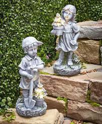 Solar Lighted Garden Statues Children