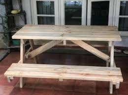 Om Pine Wood Picnic Table For Home
