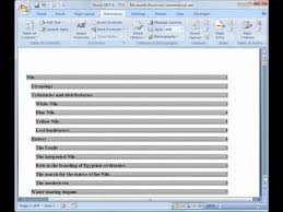 word 2007 tutorial 6 table of contents