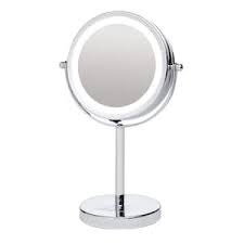 ovente lighted vanity mirror 6 inch table top 1x 7x magnification led 360 adjule double sided spinning personal makeup stand desk bathroom