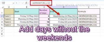 add days excluding the weekend in excel