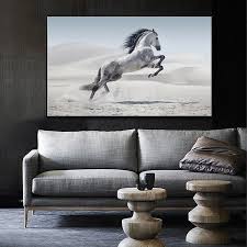Black Horse Canvas Paintings White