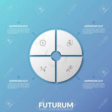 Paper White Circular Pie Chart Divided Into 4 Equal Sectors With