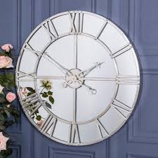 Large Silver Mirrored Wall Clock