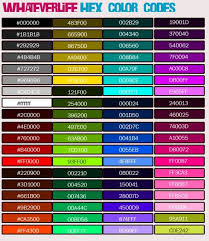 Myspace Color Code Chart Rgb Hexadecimal Color Codes Color