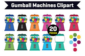 gumball machines clipart graphic by