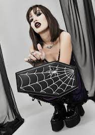widow spider web coffin makeup bag