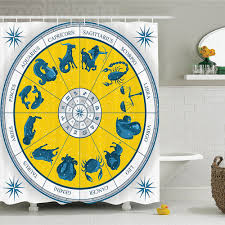 Us 11 65 37 Off Astrology Decorations Shower Curtain Set Modern Original Zodiac Natal Chart With Colorful Symbols Esoteric Design Print Bathroom In