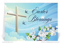Christian Cross Religious Easter Blessings Welcome Springtime Greeting -  swirly-world-design