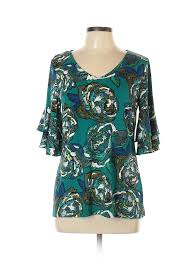 Details About Coco Bianco Women Green 3 4 Sleeve Top M