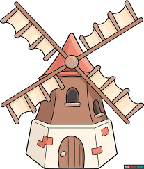 how to draw a windmill really easy