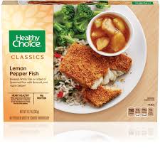 Healthy frozen tv dinners is a relative thing. Lemon Pepper Fish Healthy Choice