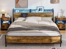 Bed Frame With Storage Shelf Headboard
