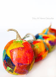 Painted Tissue Paper Mini Pumpkins - Stay at Home Educator