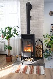 Black Metal Steel Fireplace Stove With