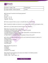 Class 10 Chemistry Worksheet On Chapter