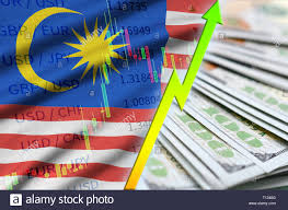 Malaysia Flag And Chart Growing Us Dollar Position With A