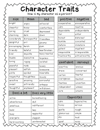 Character Traits Chart Free I Like How It Shows Opposites