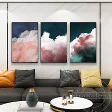 Set Of 3 Frame Wall Art Abstract Navy