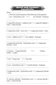 Solved Word And Symbol Equations A