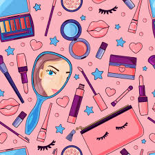 vector seamless pattern with cosmetics