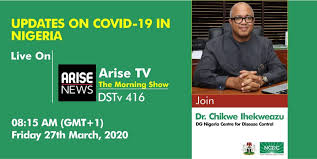 Tv yesterday at 7:59 p.m. Ncdc On Twitter Coming Up Join The Ncdc Director General Chikwe I This Morning On Themorningshow On Arisetv For The Latest On Covid19nigeria Tune To Dstv416 To Join The Conversation You Can Stream
