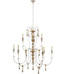 Visual Comfort Sk5003fg Suzanne Kasler Michele 9 Light 46 Inch French Gild Silver And Gold Chandelier Ceiling Light