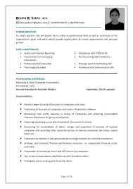 Sample Template of an Excellent Experienced Chartered Accountant Resume  Sample with Great Career Objective   