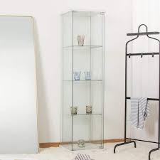White 4 Shelves Glass Display Cabinet
