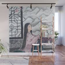 Chinese Beauty By The Window Wall Mural