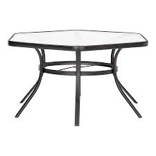 If you want to keep your garden table. Garden Treasures Pelham Bay Hexagon Outdoor Dining Table 50 In W X 56 In L With Umbrella Hole In The Patio Tables Department At Lowes Com