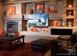 Stacked Stone Media Wall Design