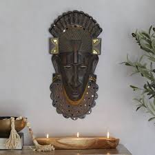 Brown Primitive African Mask Wall Decor