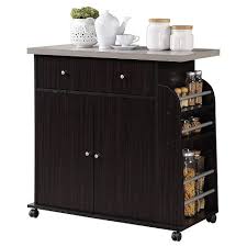 72 inch bathroom vanity costco →. Hodedah Kitchen Island Cabinet Drawer Storage With Large Spice And Towel Rack With Wheels Chocolate Target