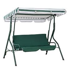 Sunjoy 2 Seat Green Striped Steel Outdoor Porch Swing With Adjustable Tilt Canopy A215000103