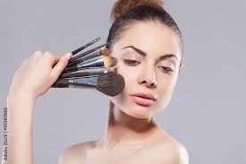 beauty with makeup brushes