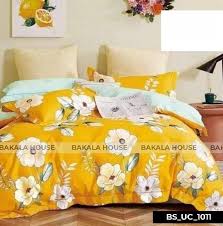 Yellow Flower Printed Bedsheet With 2