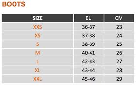 Seac Boots Size Chart