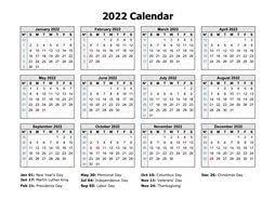 Add holidays and events and print the 2022 calendar. Printable Calendar 2022 Free Download Yearly Calendar Templates