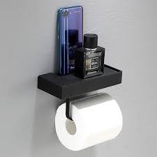 Square Matte Black Toilet Roll Holder