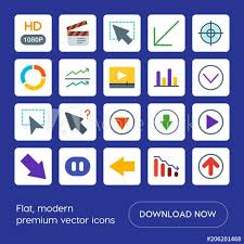 Modern Simple Set Of Arrows Charts Video Cursors Vector