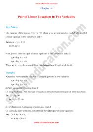 Pair Of Linear Equations In Two Variables