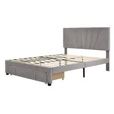 Athmile Gray Queen Size Storage Bed