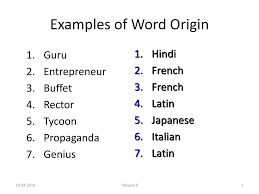 Examples Of Word Origin Ppt Download