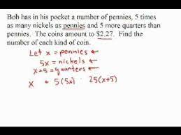 Grade 9 Word Problems Coins Part 3 Flv